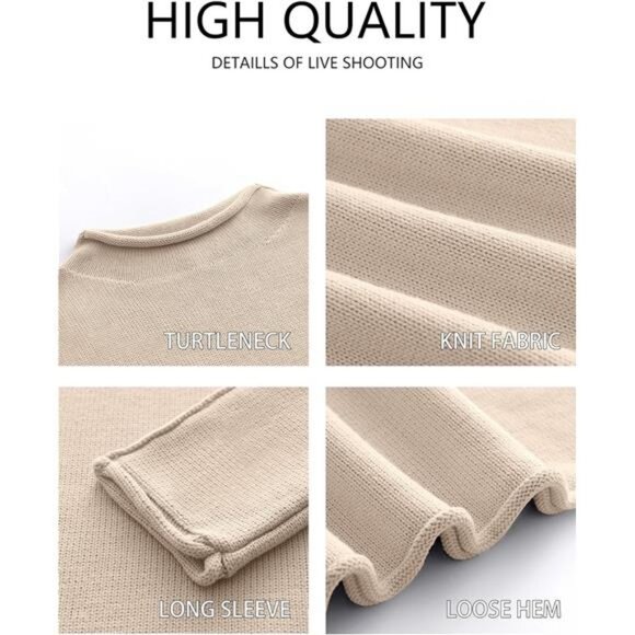 Women Long Sleeve Mock Funnel Neck Knit Pullover Sweater Top Fall Fashion - Picture 6 of 7